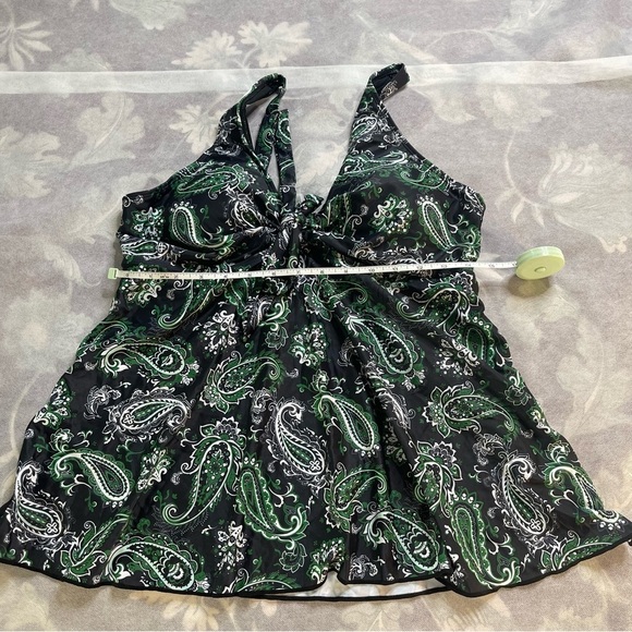 Yonique Womens Tankini Swim Top Loose Fit Bathing Suit No Bottom Green Paisley L - Picture 7 of 9